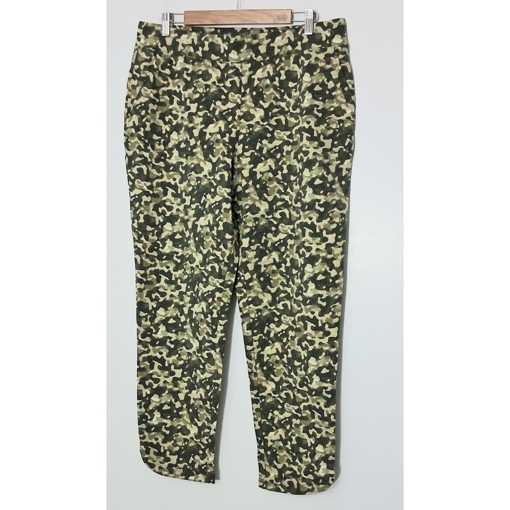 Denim & Co Active Pants‎ Size L Duo Stretch Slim Straight Leg Ankle Camo Green